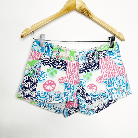 Lilly Pulitzer Walsh Short Osterville Patch Patchwork Low Rise Beach women's 00 - Picture 3 of 6